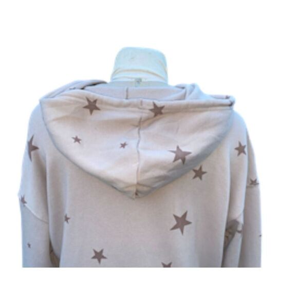 Hippie Rose Hoodie Star Kangaroo Pocket Drawstring Hood Quarter Zip Sz L Tan - Picture 5 of 14